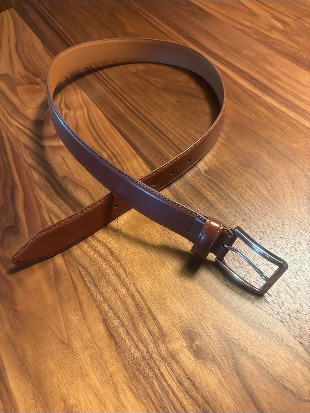 Lejon Leather Goods Men's Leather Belt in Cognac Brown - 34